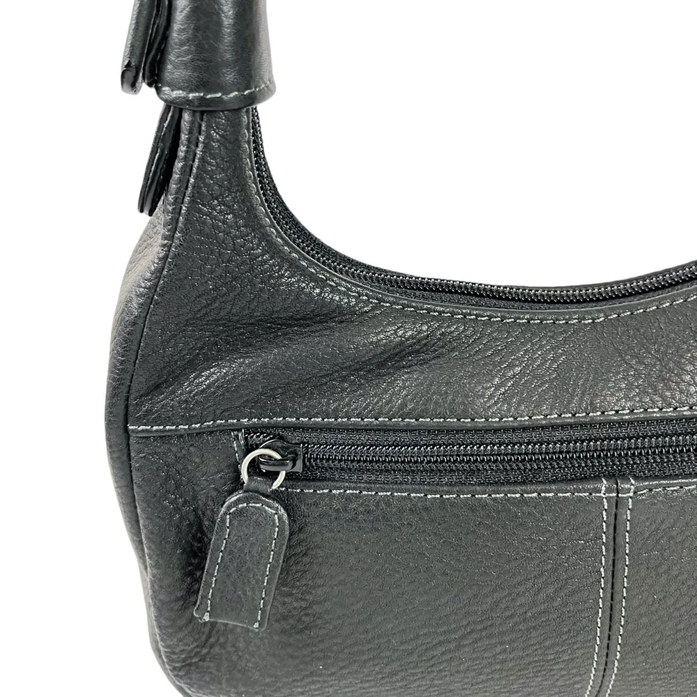 Tignanello Black Genuine Leather Hobo Handbag Shoulder Bag Purse Tote Satchel
